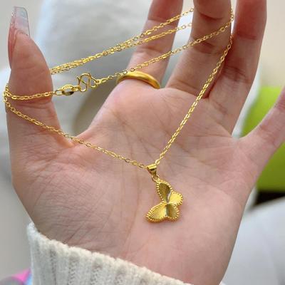 Ожерелье с подвеской в виде бабочки с золотым покрытием - Элегантная ключичная цепочка для женщин