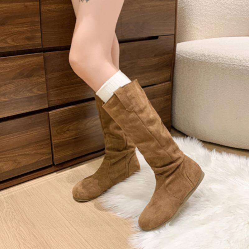 Fashion Flats Women Knee Snow High Boots Platform Suede Shoes Winter 2025 Trend Casual Non Slip Walking Shoes Fashion Party Botas Mujer