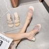 2025 New Summer Fashion Sandals Square Head Half Slippers Women's Thick Heel Daily Versatile Large Size Women's Shoes