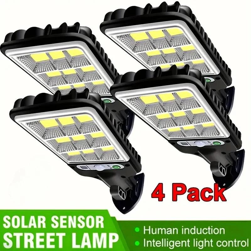 4 Наружный солнечный индукционный светильник со сверхярким и датчиком движения человека, 3 режима освещения, подходит для садов, гаражей