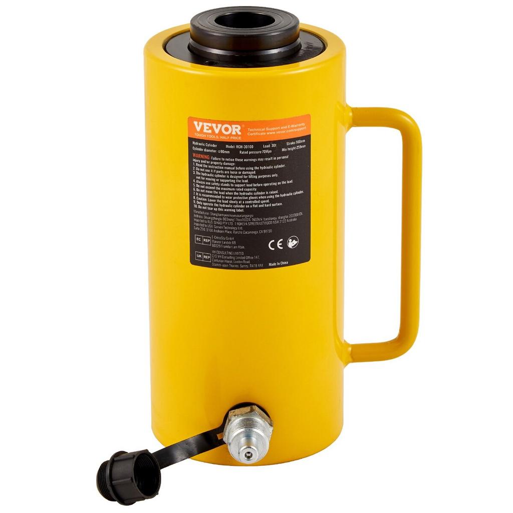 30Ton 4 Inch Stroke Hollow Hydraulic Cylinder Jack 66000LBS Lift Cylinder Industrial Durable Automotive Body Bending
