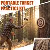 Outdoor Ax Throwing Game Dart Target Kit, with Wood Disc, 3 Axes, Rope, for Indoor Backyard Family Party Easy Setup