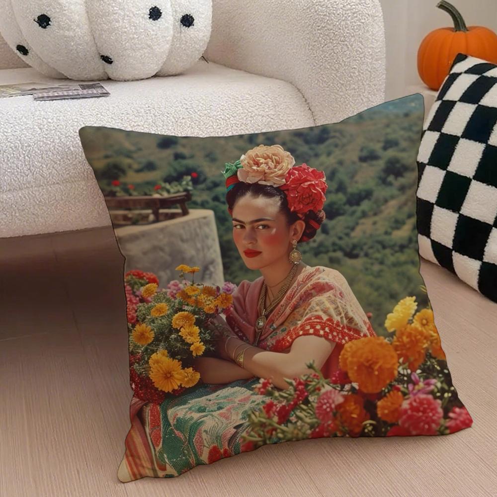 artist iconic FFrida KKahlo Cushion Cover Throw Pillow Cover Hidden Button Durable Polyester Chair Cushion