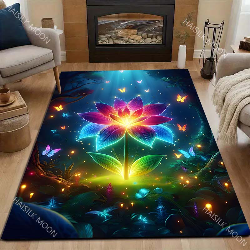 Fantasy Colorful Flowers Carpet for Living Room Bedroom Bedside Floor Mat Cloakroom Kids Activity Area Rugs Luxury Gifts