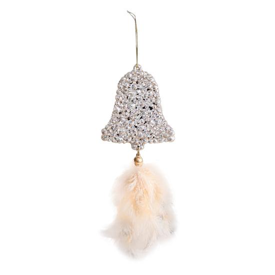 Рождественское украшение на елку Снежинка Плюшевая подвеска Подвеска для елки с перьями Пайетки Колокольчики Зимний новогодний декор для вечеринки