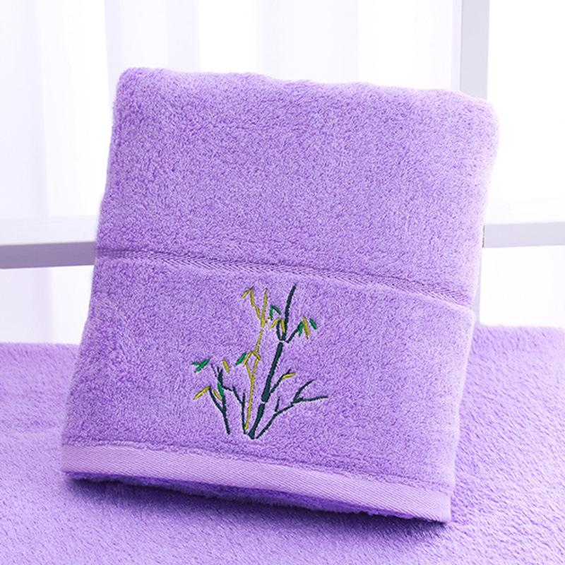 Plain-colored Thickened Bamboo Fiber Absorbent Adult Bath Towel with Custom Logo Embroidery Model 002 CN