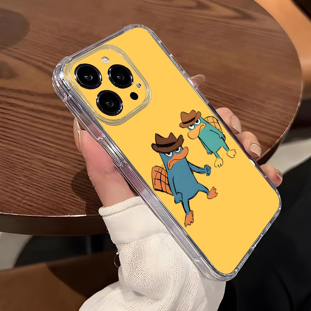 Cartoon Perry The Platypus Phone Case For IPhone 15 Pro Max 16 Pro Max 14 13 11 12 Mini Xs X Xr 7 8 Plus Se Transparent Cover
