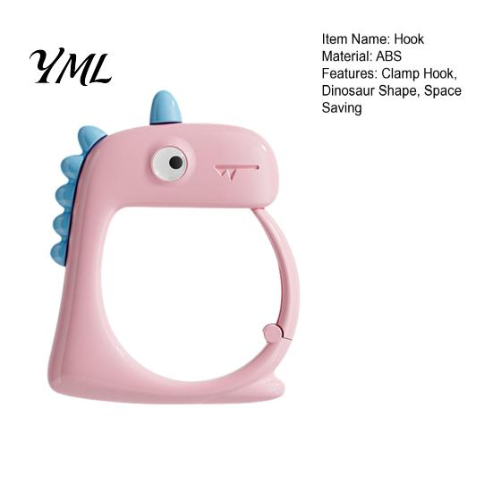 Library Table Hook Dinosaur Desk Edge Clamp Hook, Punch-free Stable Side Hanger, Decorative Storage Durable ABS Organizer for Backpacks And