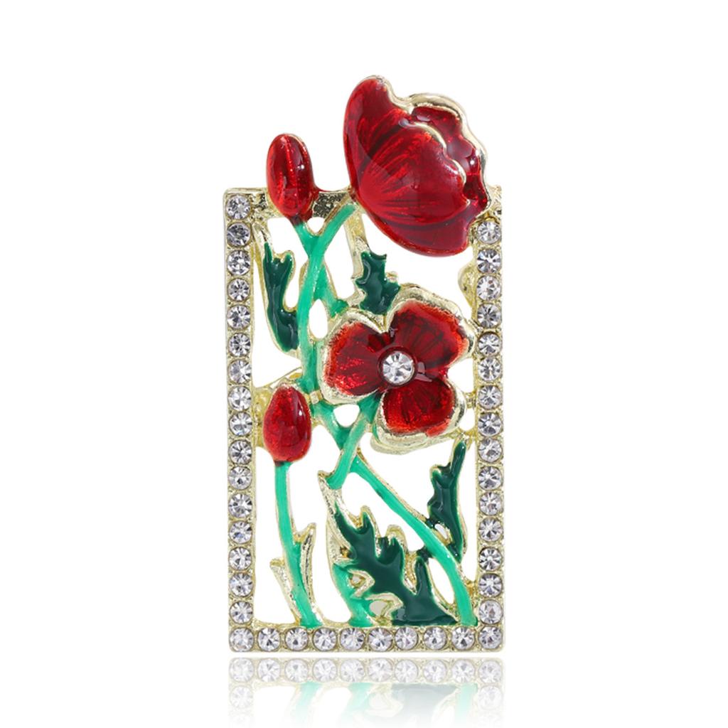 Boutique Enamel Oil Drop Flower Brooch Fashion Anti-Light Buckle Pin Classical Temperament Clothing Accessories Corsage