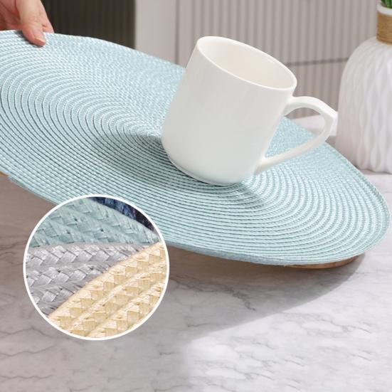 Round Woven PP Placemats Heat Resistant & Oil Proof Simple Solid Color Table Mats for Dining Kitchen Table Modern Home