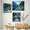 Modern Living Room Decor Scandinavian Nature Landscape Poster Nordic Style Print Mountain Lake Boat Wall Art Picture Painting
