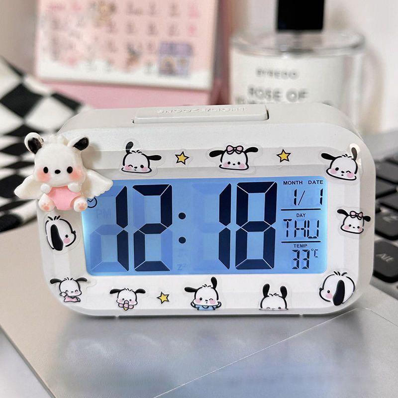 Pacha Dog Mini Luminous Alarm Clock Cute Mute Student Compact Desktop Clock Universal Electronic Alarm Clock