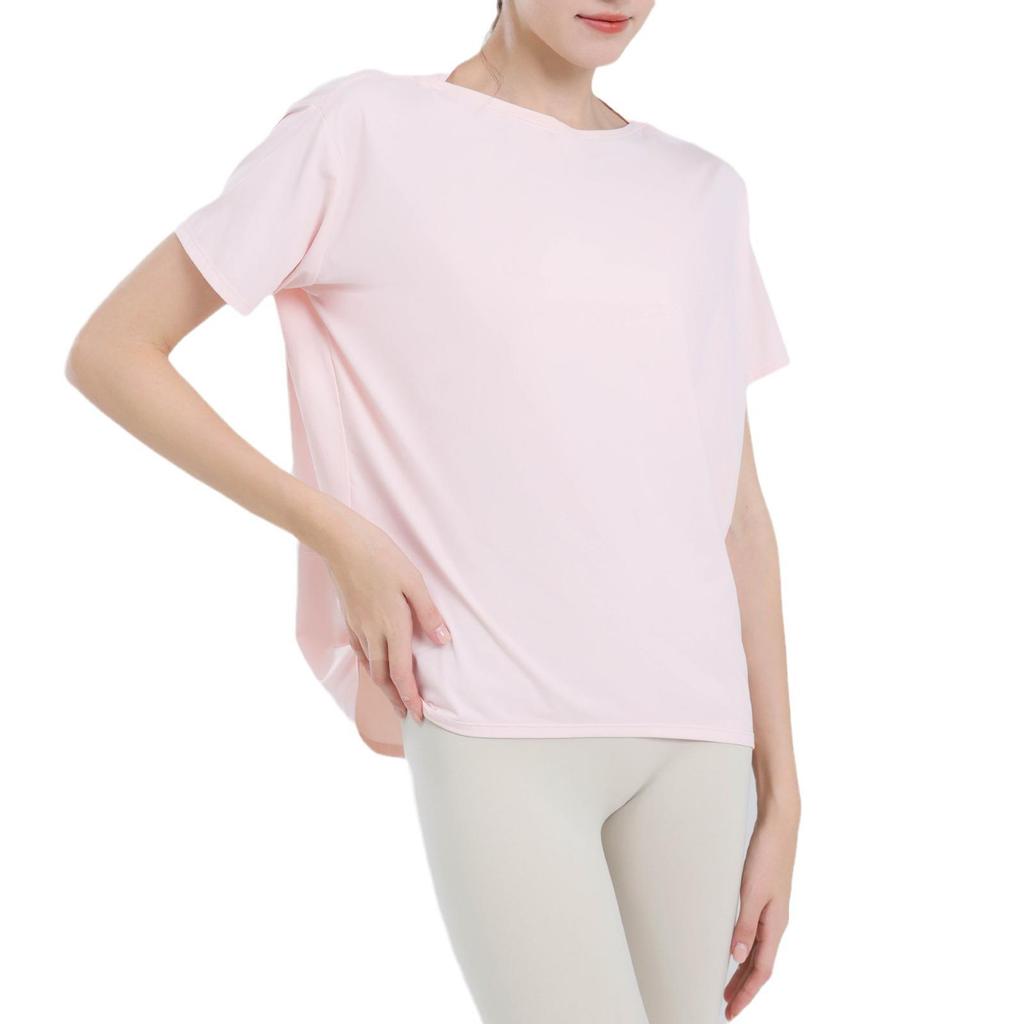 Женский спортивный жилет телесного цвета: Свободные, закрывающие бедра, стройнящие топы для йоги и летние тренировочные футболки с короткими рукавами.