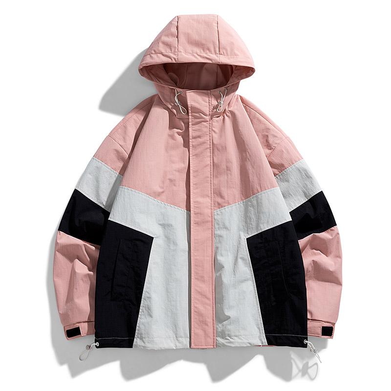 Мужская лоскутная ветровка с капюшоном, пальто, непромокаемая верхняя одежда, весенне-осенняя уличная походная куртка для пары