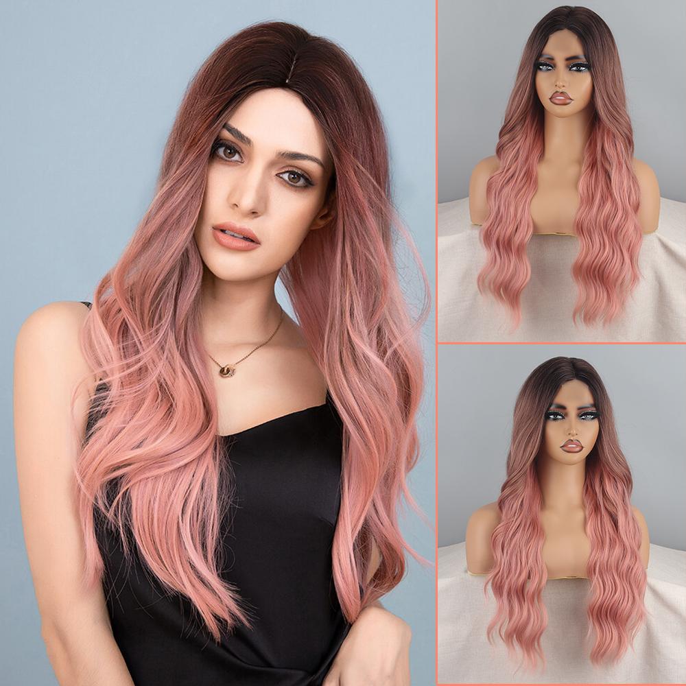 LISI HAIR Женский натуральный черный волнистый парик без челки, синтетическое волокно, натуральный волнистый парик спереди, косплей, повседневная одежда