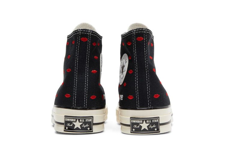 Мужские кроссовки Converse Chuck Taylor All Star 70 Hi Вышитые губы Черный Черный/Университетский красный/Эгрет