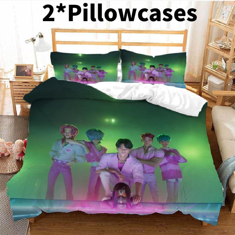 Охотники на демонов K-pop Цифровая печать Пододеяльник Наволочка Комплект Постельное белье для спальни
