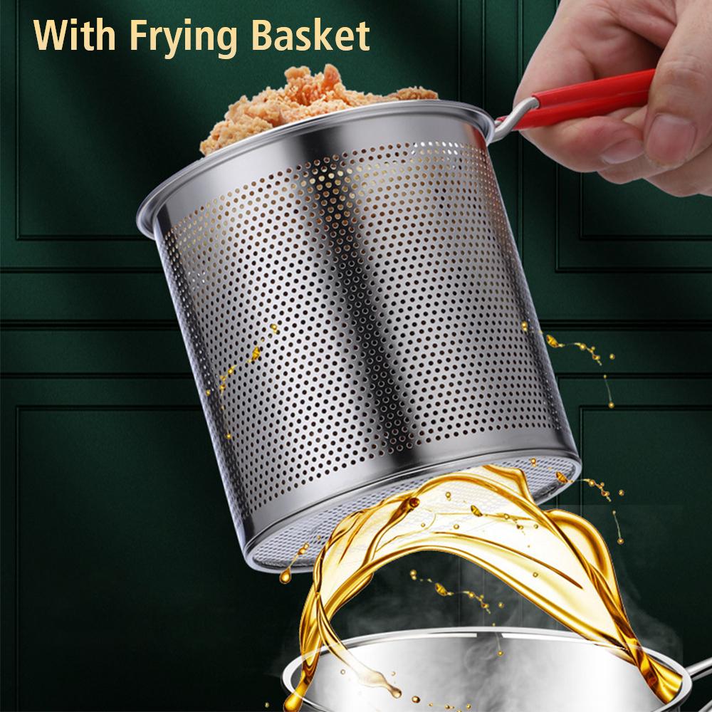 Горшок для молока из нержавеющей стали 304, вспомогательный горшок для еды для кухни, фритюрница для картофеля фри, фритюрница в темпуре, сковорода с ситечком, 2 шт., 3 шт., глубокая сковорода