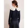 Bailuyu Women's Petal Collar Colorblock Knit Cardigan
