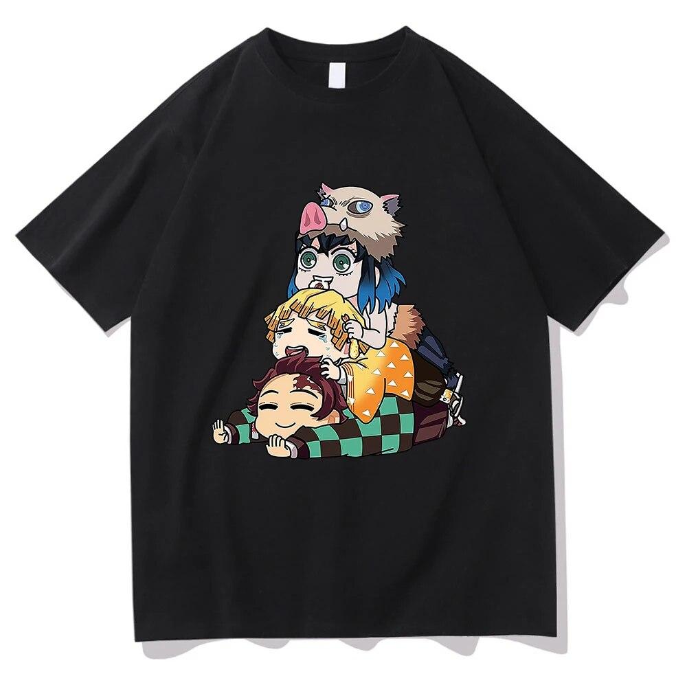 Футболка Demon Slayer Kimetsu No Yaiba унисекс Harajuku Inosuke Tanjirou Muichirou Zenitsu футболка унисекс аниме Unisexga хлопковая футболка унисекс