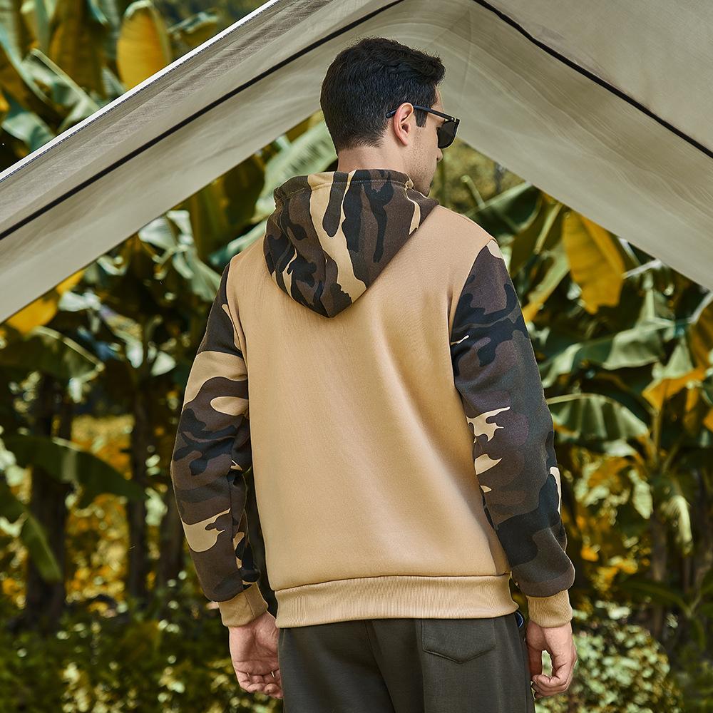 Новая мужская осенне-зимняя повседневная толстовка с камуфляжным принтом и цветными блоками, с капюшоном, большой размер, топ