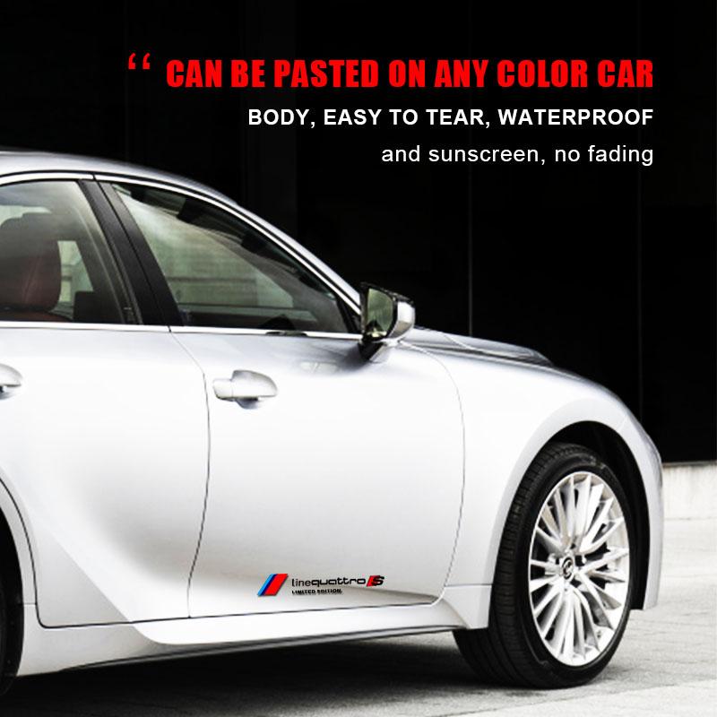 2 шт. Наклейки для украшения кузова автомобиля, Персонализированные спортивные наклейки на двери для Audi A3 A4 B8 8P 8V A6 C7 A5 Q5 B7 B6 B9 QUTTRO RS Q3 Q7 S3 S4 S5 S6 S8