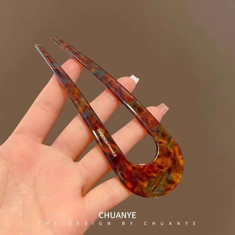 Модная элегантная заколка для волос с мраморным узором для женщин, акриловая U-образная шпилька для волос, аксессуары для волос, ювелирные изделия, заколки для волос, ювелирные изделия