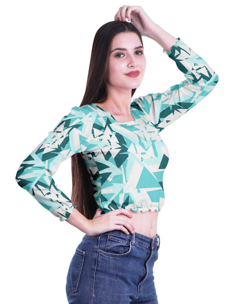 Moomaya Укороченные топы с круглым вырезом и длинными рукавами для женщин из хлопкового джерси T