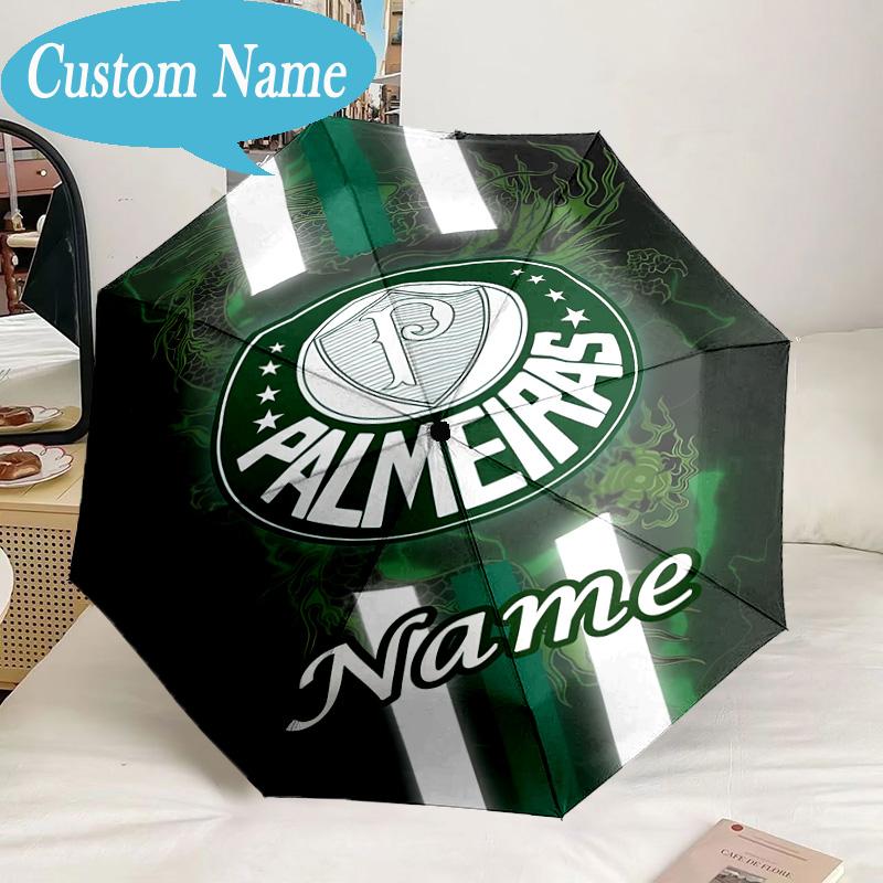 Custom Name Umbrella Palmeiras Team Crest Umbrella 8-Frame for Travel, Camping, Casual Lightweight Portable, Essential for Family Gifts