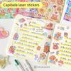 Наклейки Kawaii Capybara, мультяшные водонепроницаемые съемные наклейки, блестящие наклейки, карманные украшения, наклейки для украшения ручного аккаунта