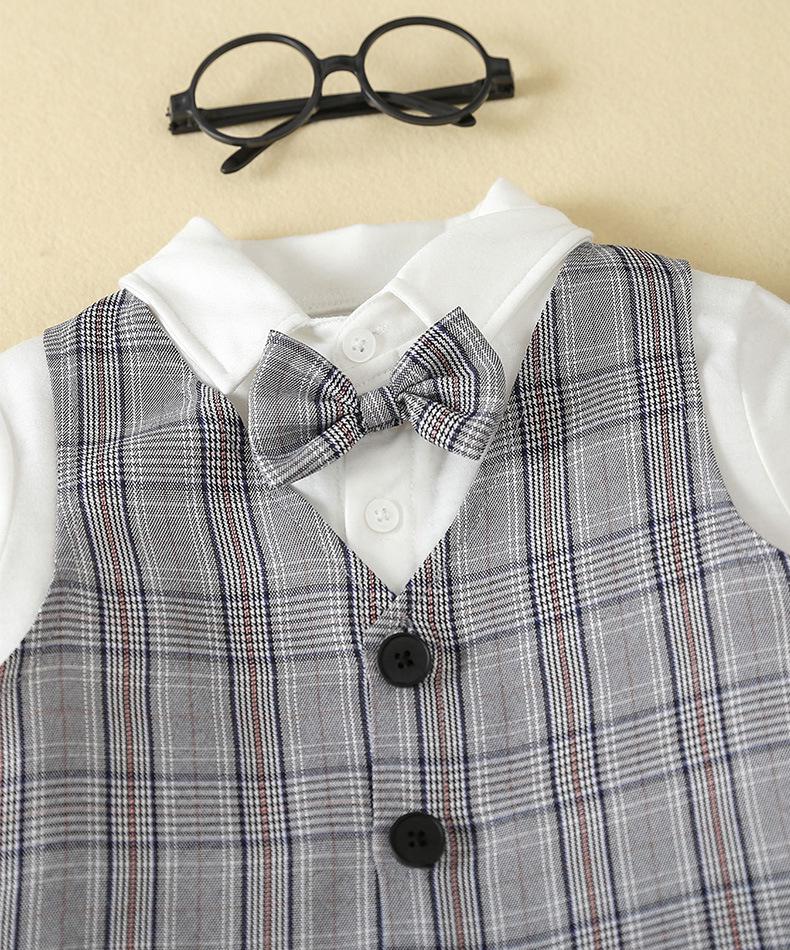 Spring/Autumn Boys' Formal Vest Set: Flower Boy Host Outfit, Children's Performance Suit, 1-Year-Old's Costume