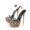 Transparent Snake Pattern High Heel Stiletto Platform Sandals for Women