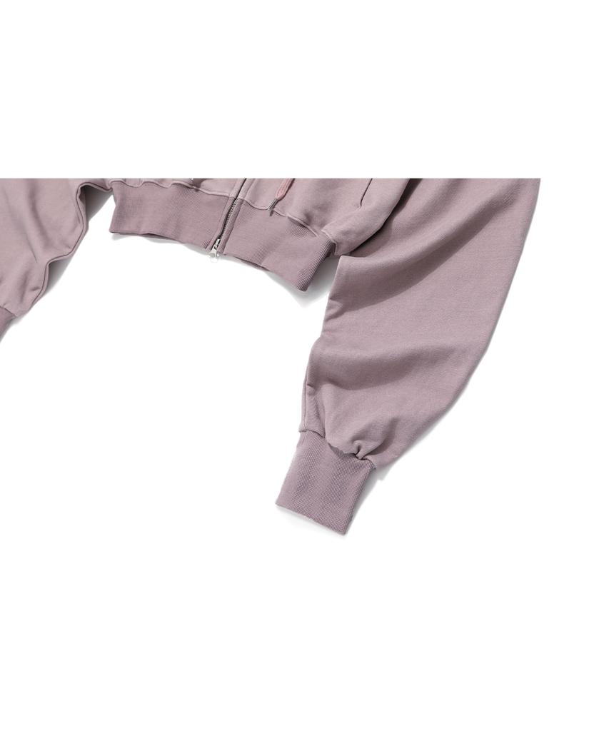 Худи на молнии с пигментной окраской Wooalong Signature Crop - Пыльно-розовый