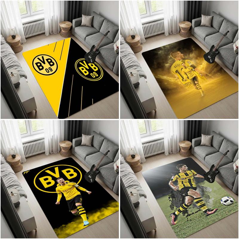 Коврик с разделением цветов Боруссия Дортмунд BVB 09, Нескользящий напольный ковер желто-черный для гостиной, спальни, декор для дома фаната футбола