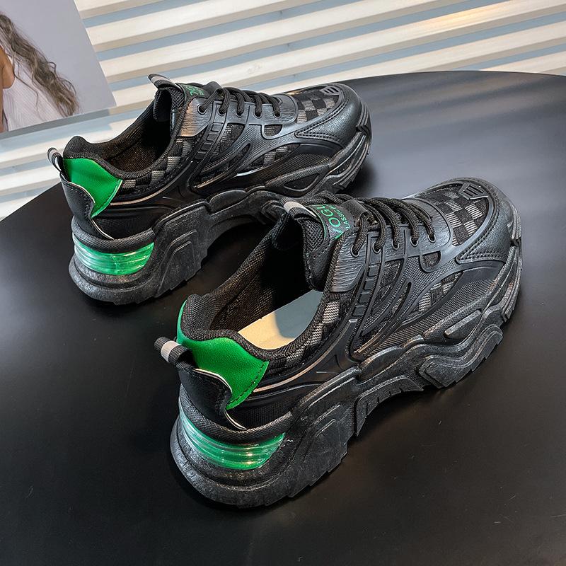 Новая летняя обувь для папы, женские корейские удлиняющие кроссовки с толстой подошвой, дышащие модные кроссовки с одинарной сеткой