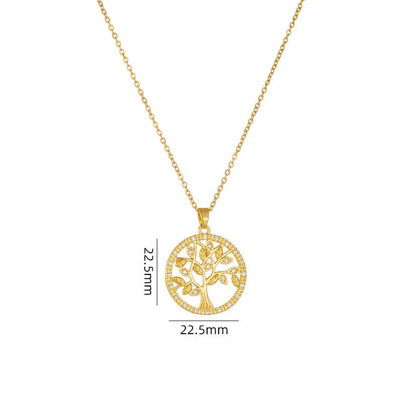 Hot Sell Zircon Lucky Tree Pendant Necklace Stainless Steel Light Luxury Plant Choker Jewelry Birthday Gifts For Women Girls