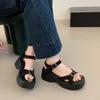 Женские сандалии ретро женская обувь 2025 летние девушки новые наружные толстые ретро женская обувь