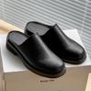 Fashion Casual Leather Mules Slippers Men Leisure Walk Sandals Outdoor Beach Slides Shoes Elegantes Man Business Shoes Half Drag