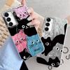 Cute Cat Case For Samsung A56 A16 A17 S25 FE Xiaomi Redmi Note 14 13 Pro 14C A5 Huawei Honor 400 200 Lite Pro iPhone 16 Pro Max Shockproof Cover