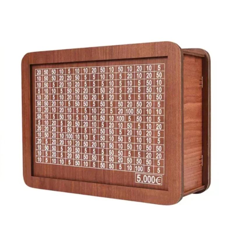 Копилка для денег 500/1000/2000/3000/5000/10000 евро, деревянная копилка для денег, многоразовая копилка с копилками для целей и чисел