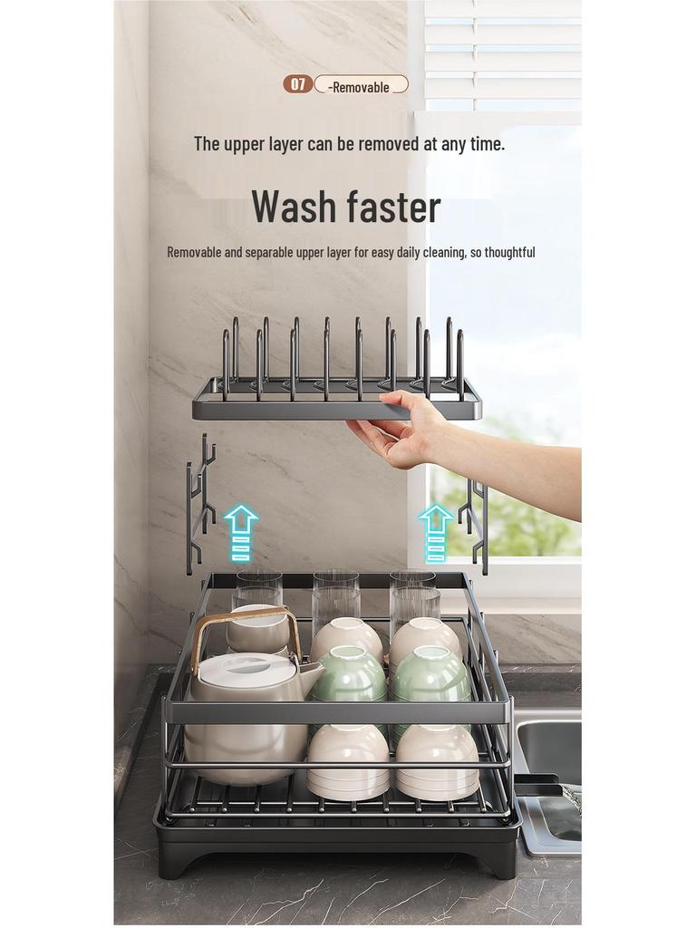 Многофункциональная кухонная сушилка для посуды с многоярусным хранением и поддоном для воды