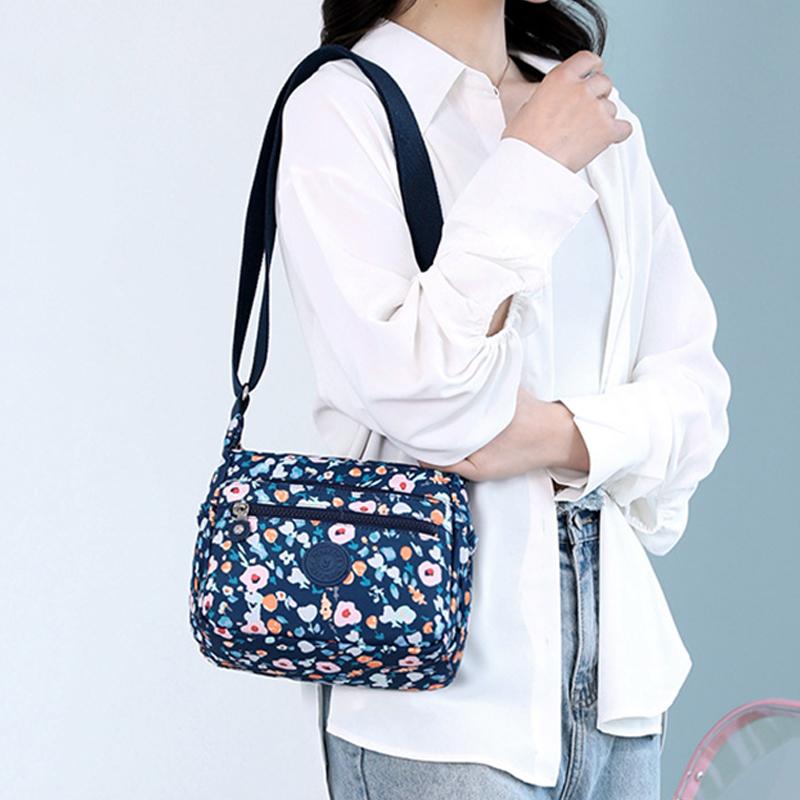 2025 Новая Мода Нейлоновая Принтованная Сумка-Мессенджер Большая Вместимость Многослойная Цветочная Сумка на Плечо Повседневная Универсальная Женская Сумка Кроссбоди