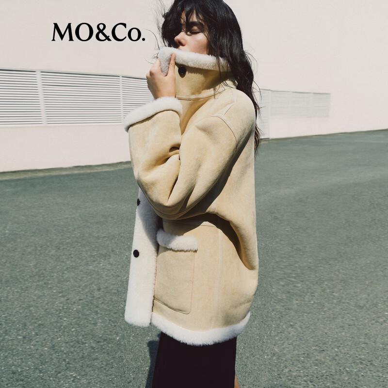 MO&Co. Vintage Nomad Fleece Patchwork Mock Neck Jacket