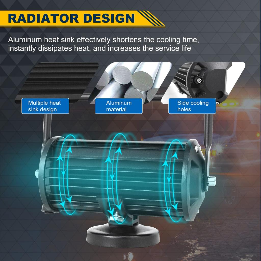 1 шт. Ручной рабочий светильник 7 дюймов 36 Вт с магнитным основанием, светодиодный широкоугольный прожектор 6000 К, водонепроницаемый и пылезащитный 12 В/24 В, универсальный