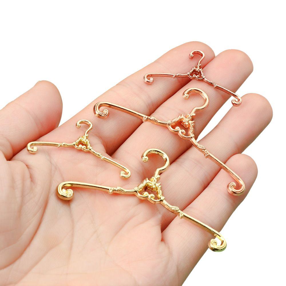 5pcs Gift Toy Alloy 4/6.5cm Hangers Bedroom Decor Dollhouse Furniture Dolls Clothes Accessories
