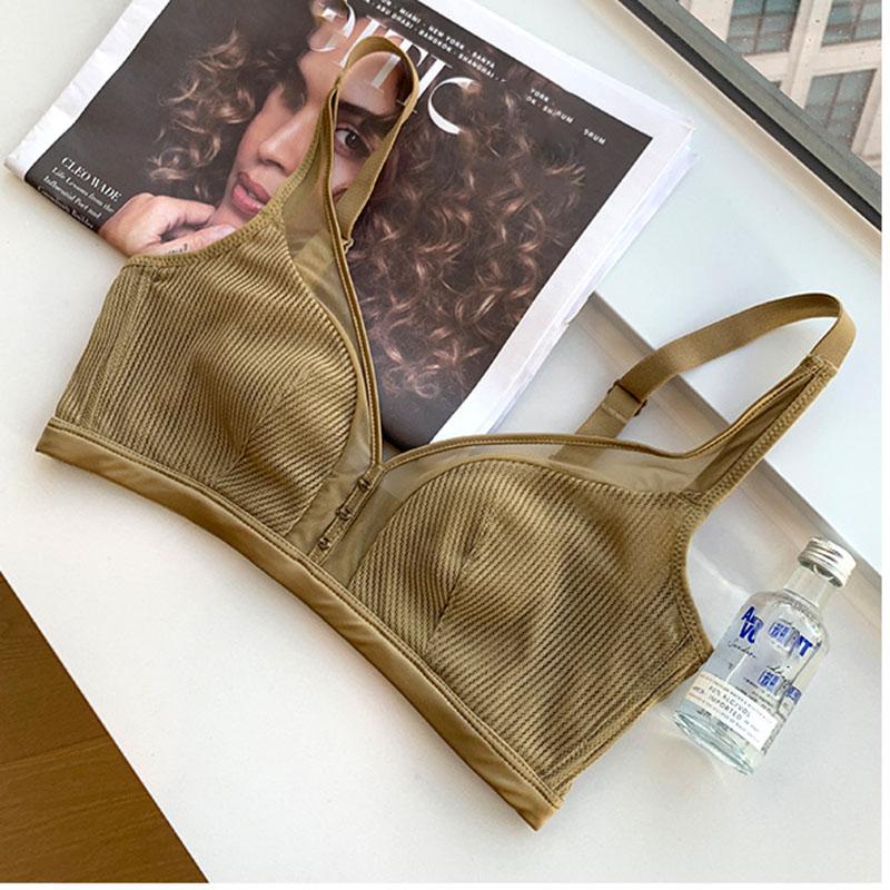 Сексуальный сетчатый бюстгальтер на косточках с чашечками в виде заячьих ушек, нижнее белье для женщин, тонкий дизайн против провисания, большая грудь и маленькое нижнее белье