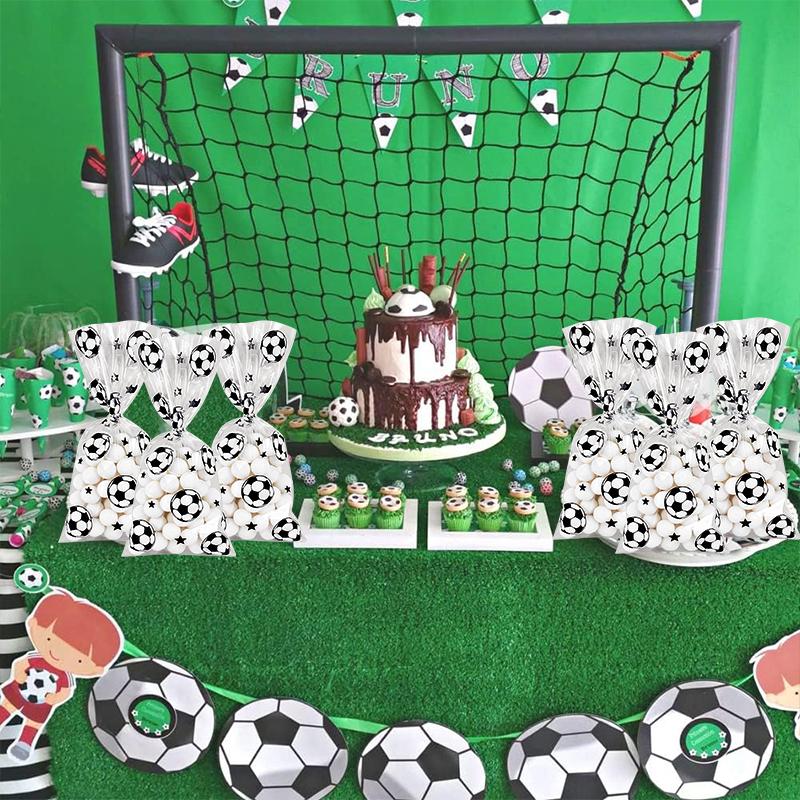 25/50 шт. футбольные конфетные пакеты для детей, мальчиков, день рождения, спорт, футбол, тематическая вечеринка, пластиковые пакеты для упаковки печенья, подарочные пакеты, украшения