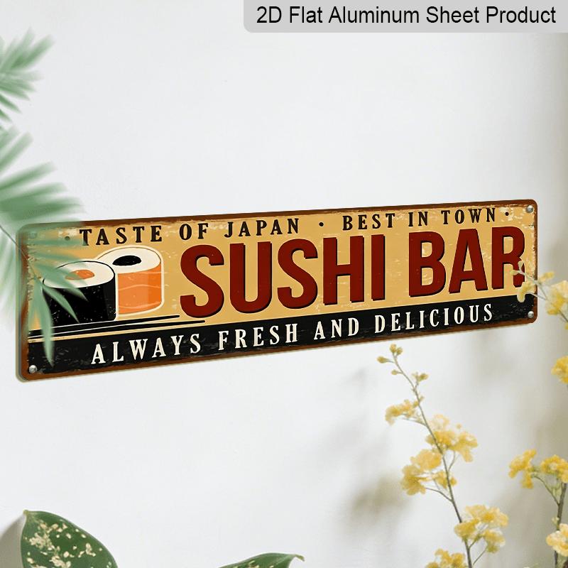 Vintage 2D Flat Sign - Decoration for Sushi Bar "Taste of Japan" & Always Fresh and Delicious - Durable Aluminum Plaque for Japanese Cuisine