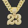 Men's Hip-hop Style Full Diamond Number 23 Pendant Cuban Chain Necklace