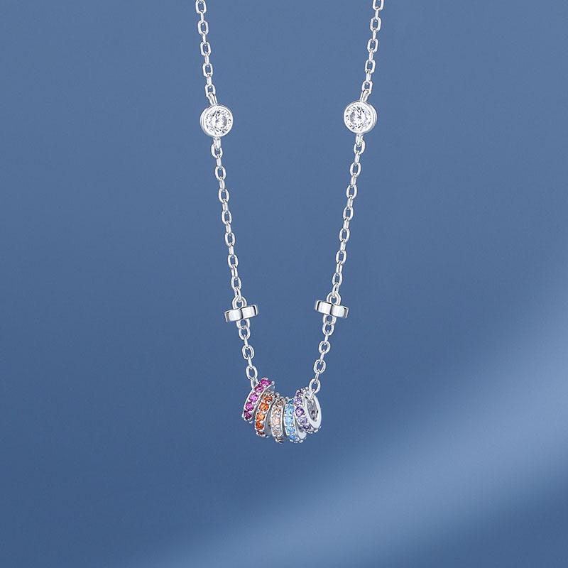 Xiaomi S925 Sterling Silver Necklaces For Women Simple Chain Fashion Minimalist Pendant Necklaces Rainbow Shape Birthday Gift